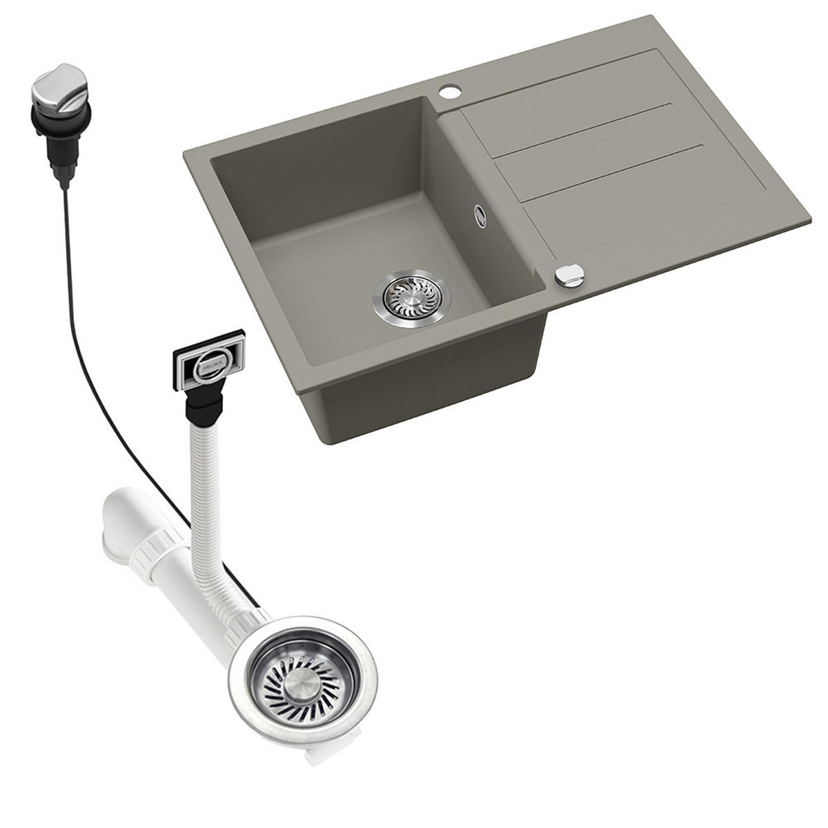 SPÜLBECKEN Kapstadt Beton 78 x 50 cm - Grau, Keramik (78/20/50cm) - Bergstroem