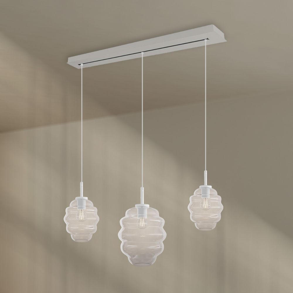 HÄNGELEUCHTE Echos 3-flammig Klar Ø 18/25cm - Klar/Weiß, Glas (18/18/20cm) - s.luce