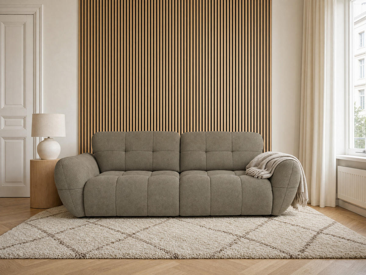 BIGSOFA Vannes Chenille Grau 272/134/68 cm - Dunkelgrau, Kunststoff/Textil (272/68/134cm) - foamnova