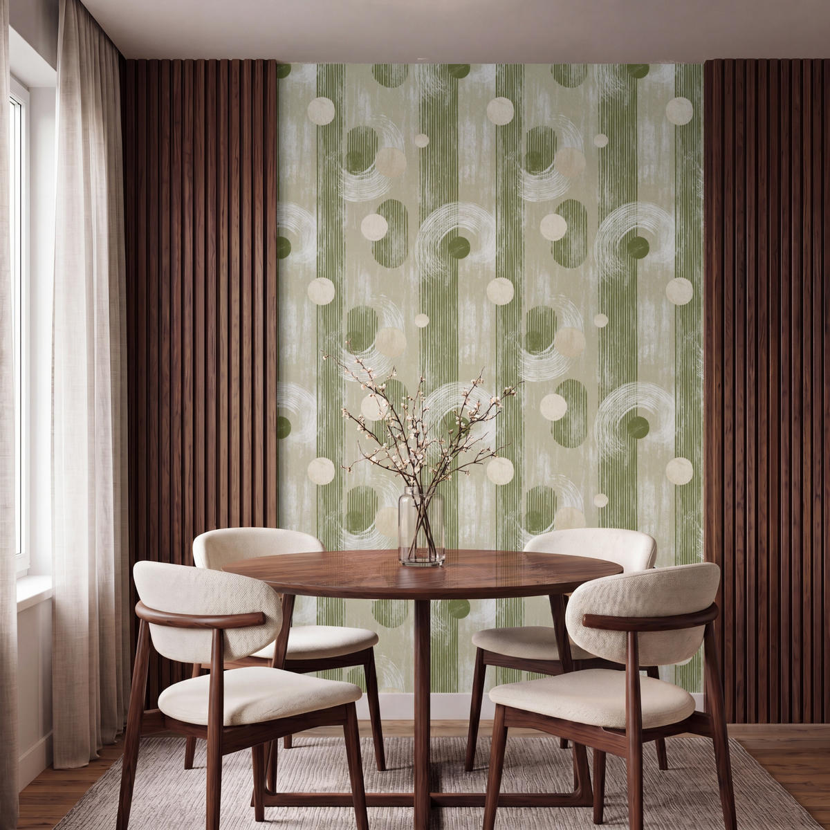 TAPETE - Künstlerisch - Modern - Grün - 160x240 cm - Olivgrün, Papier (160/240cm) - OnlyWow