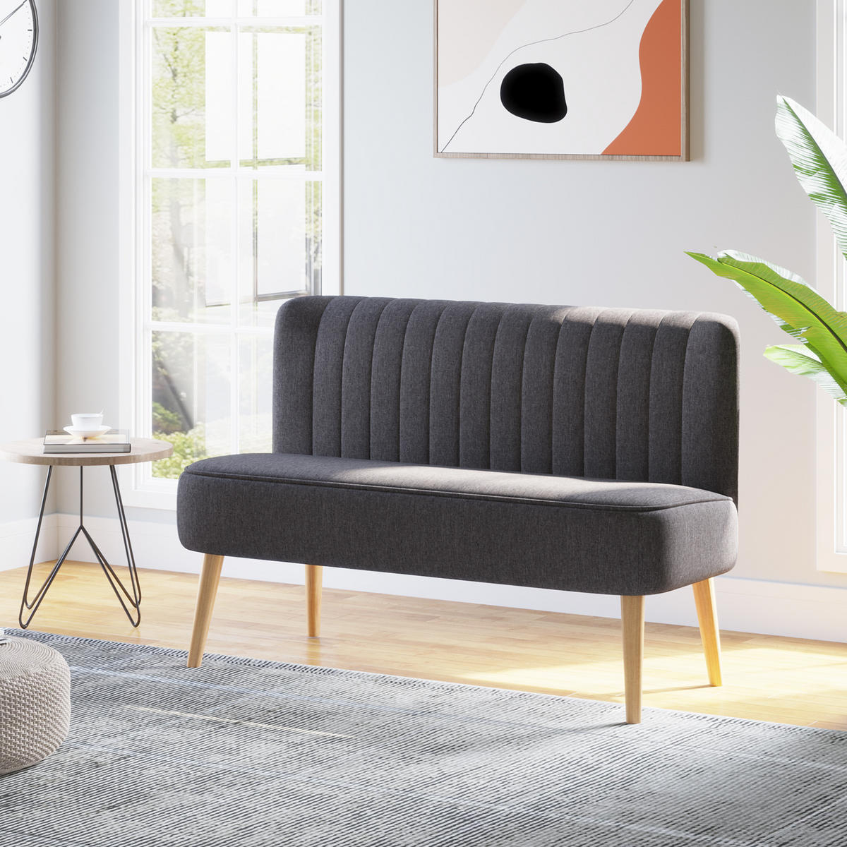 2-SITZER Sofa Dunkelgrau 117.0/56.5/77.0 cm - Dunkelgrau, Textil (56.5/77/117cm)