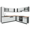 ECKKÜCHE R-Line Weiß/Anthrazit 257 x 277 cm J-Shape, AP Eiche - Anthrazit/Weiß, Holzwerkstoff (277/81.6/60cm) - Vicco