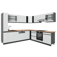 ECKKÜCHE R-Line Weiß/Anthrazit 257 x 277 cm J-Shape, AP Eiche - Anthrazit/Weiß, Holzwerkstoff (277/81.6/60cm) - Vicco
