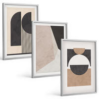 BILDER SET 3er Set - 40x60 cm Silberner Rahmen - Abstrakte Formen beige braun - Silberfarben, Kunststoff (40/60cm) - TULUP