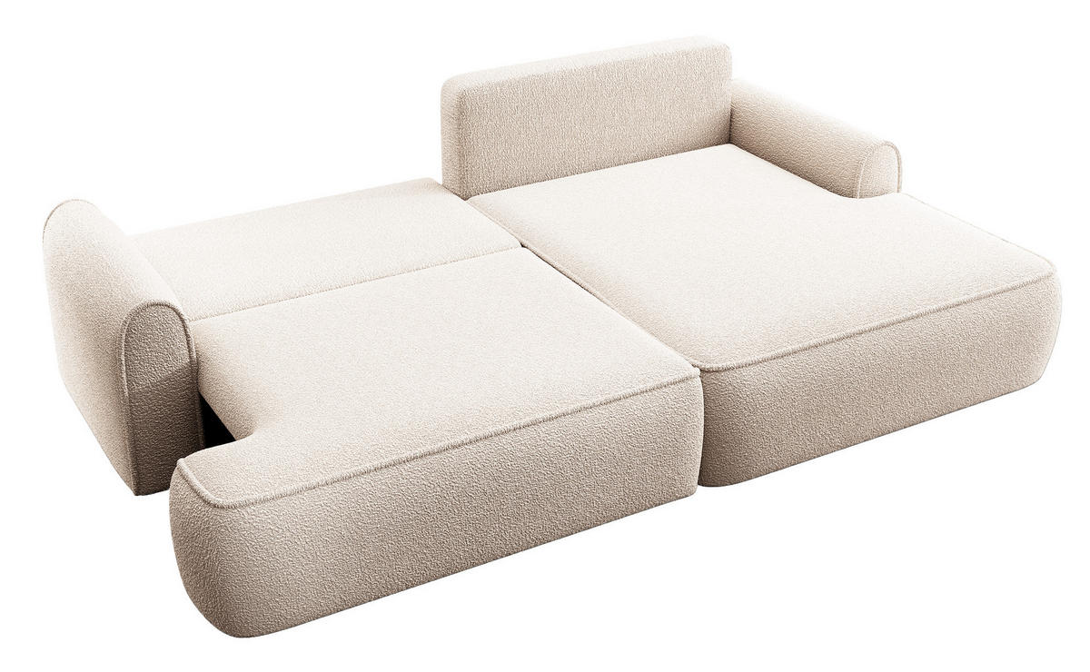 ECKSOFA 250 cm Mareno mit Bettkasten, Schlaffunktion, Rechts, Creme - Creme, Holz (146/250cm) - Emporius
