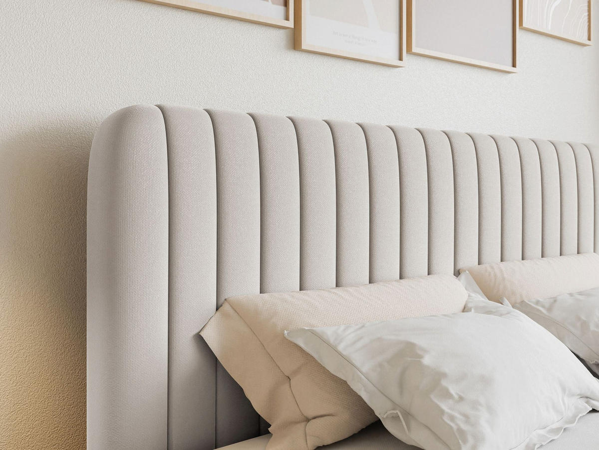 BOXBETT Saliano mit Topper und Chenille-Bezug Hellbeige, 160x200 cm - Ecru, Kunststoff/Textil (160/200cm) - Selsey