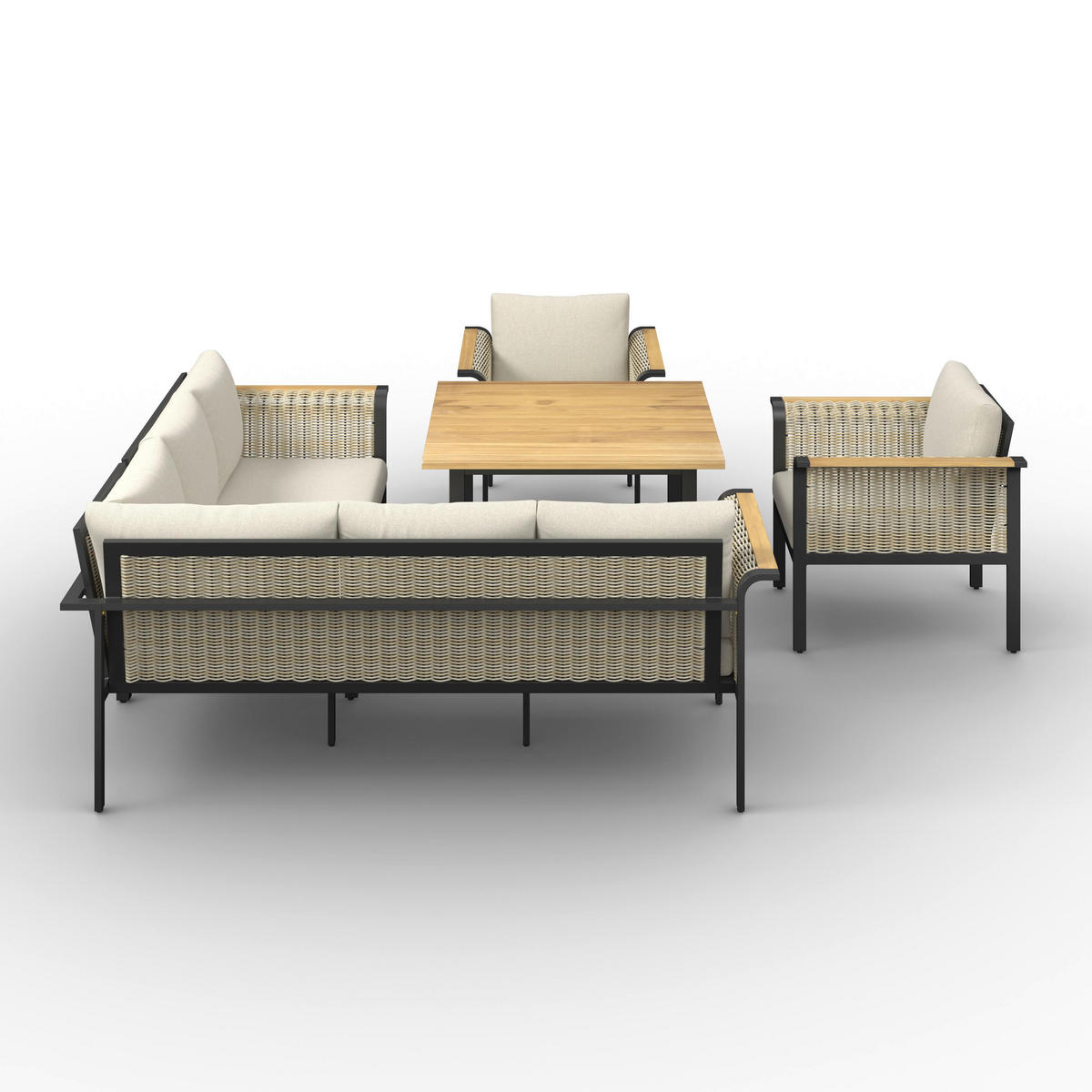 DINING-LOUNGESET Cassandra Hellbraun Holz/Aluminium - Hellbraun, Holz - Bessagi Garden
