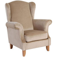 OHRENSESSEL Katria Bezug Samtvelours Buche natur / sand - Sandfarben, Kunststoff (88/108/84cm) - 58aufmkessel