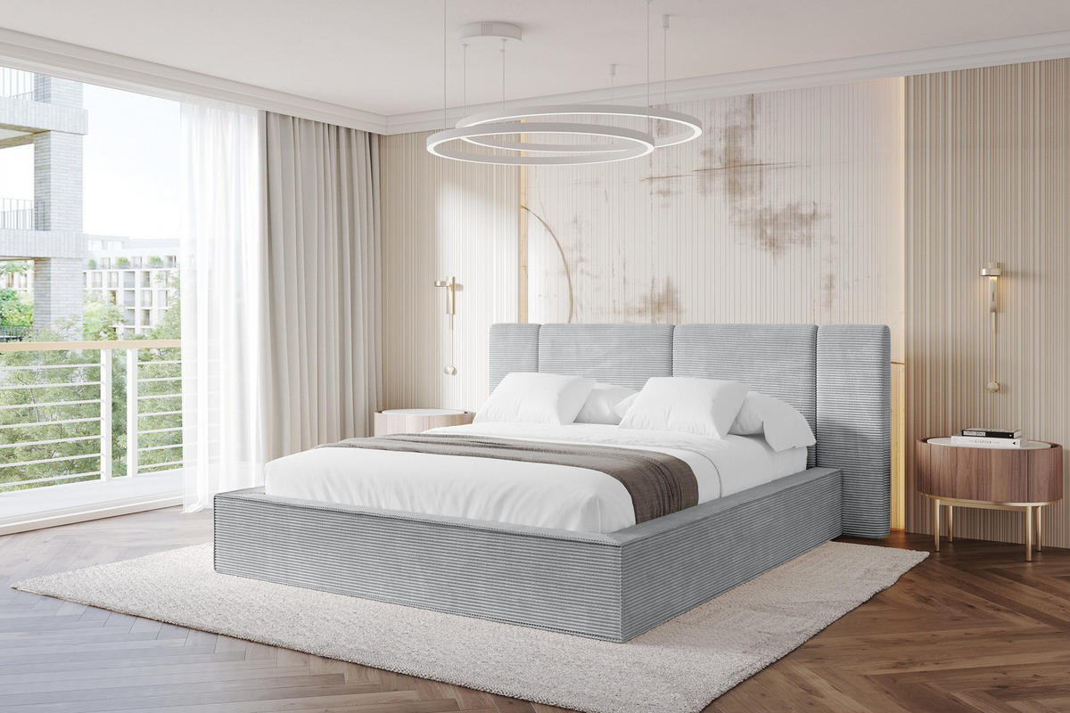 POLSTERBETT mit Bettkasten und Lattenrost, Boxbett ohne Matratze - RIVO 200x200 Grau - Anthrazit, Holzwerkstoff/Textil (200/200cm) - ALTDECOR