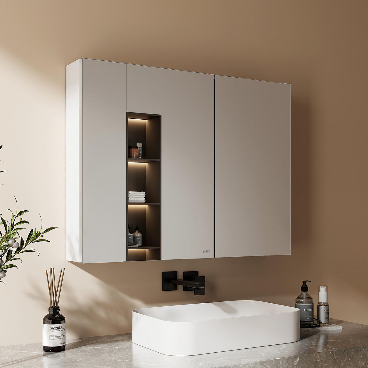 SPIEGELSCHRANK Weiß 85/65/14,5 - Weiß, Metall (85/65/14.5cm) - EMKE