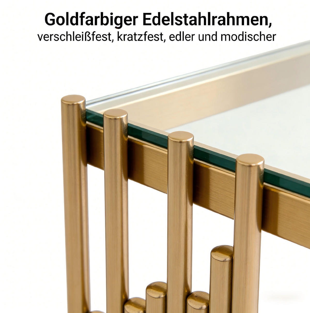 BEISTELLTISCH quadratisch 32 cm Glas Edelstahl Gold - Klar, Glas (32/32/37cm) - Meubliv