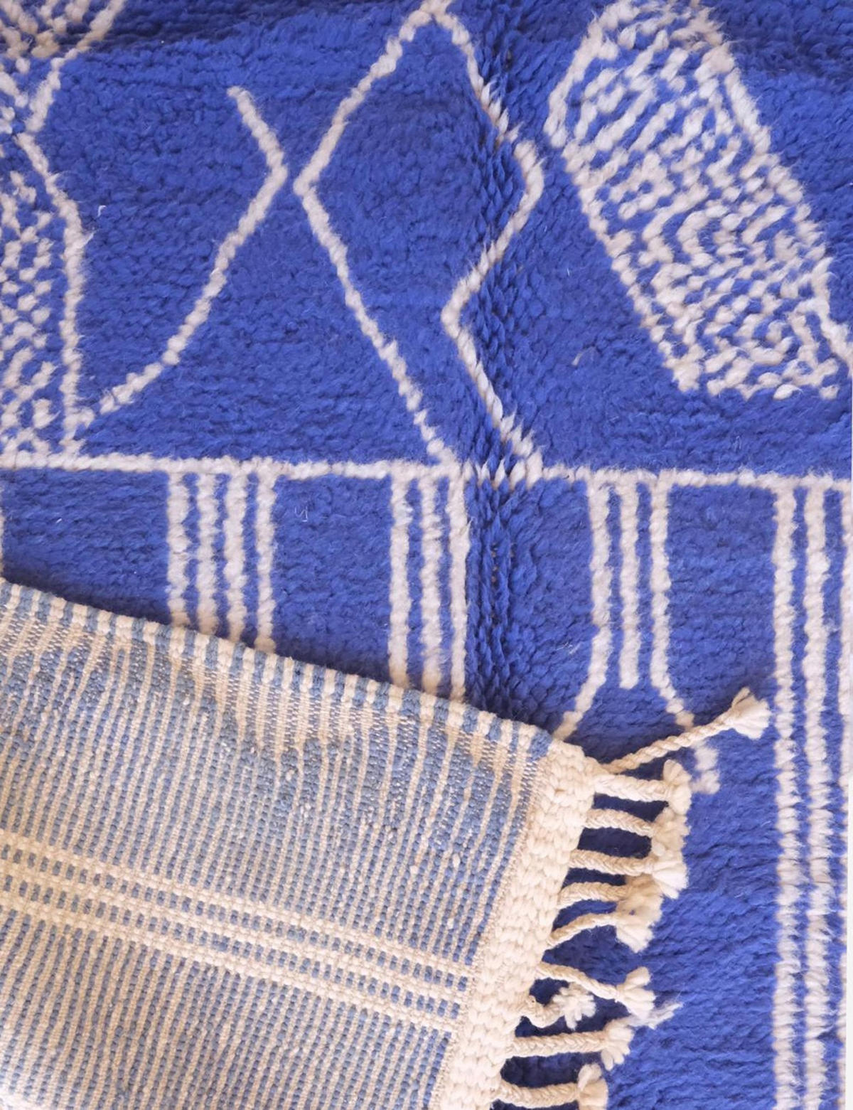 BERBERTEPPICH grafischer Stil aus reiner Wolle 200x 300 cm - Blau, Naturmaterialien (200/300cm) - AFK Living