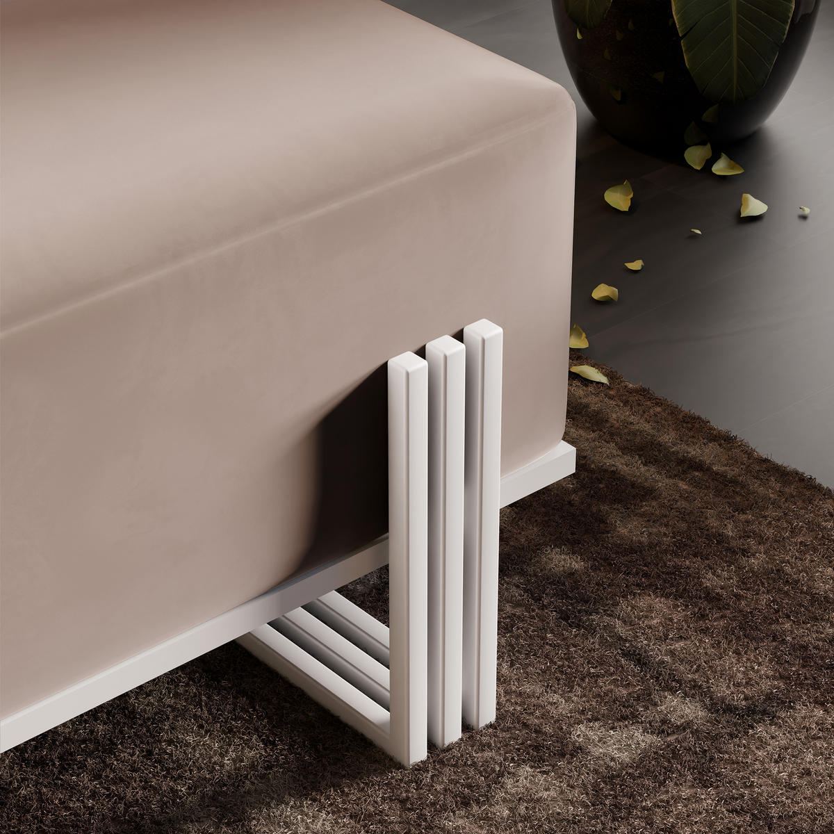 POLSTERBANK TEO 80 cm Weiß / Beige ,Metallgestell - Beige, Metall (80/47/35cm) - Idohome