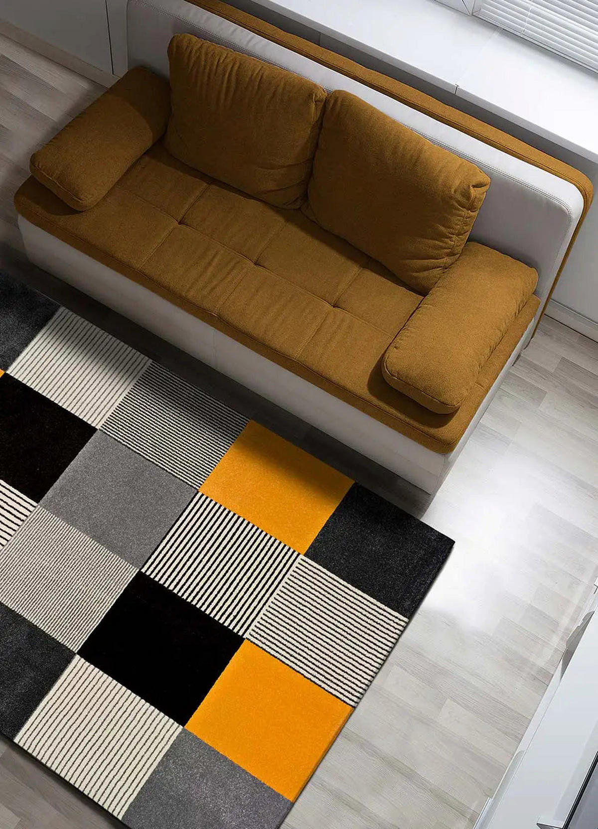 WEBTEPPICH Grau Gladys 140/200 cm - Dunkelgelb/Grau, Naturmaterialien/Textil (140/200cm) - Atticgo