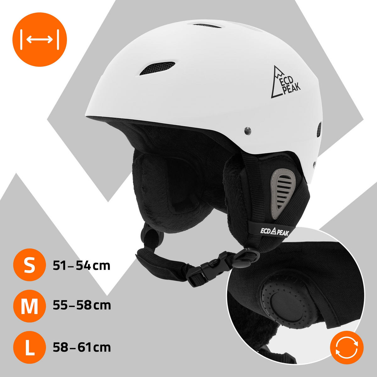 SKIHELM für Herren und Damen Snowboardhelm robust Weiß L 58-61 cm - Weiß, Kunststoff (30/24cm) - ECD-Germany
