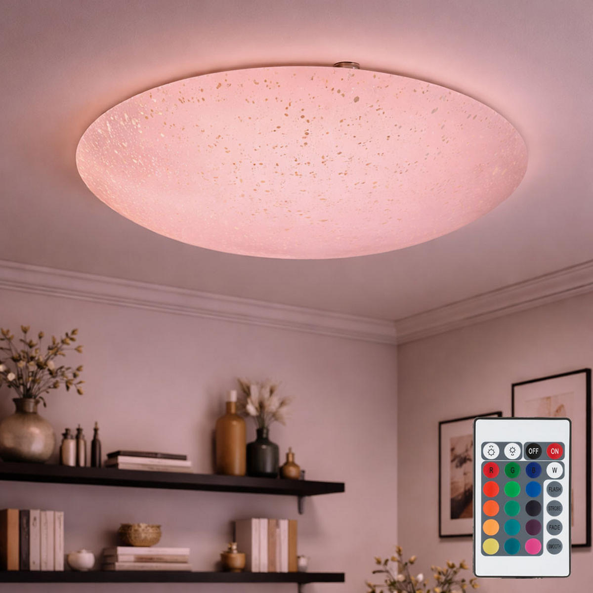 LED DECKENLEUCHTE Gelb RGB Design - Gelb, Glas (39.5/39.5/8cm)