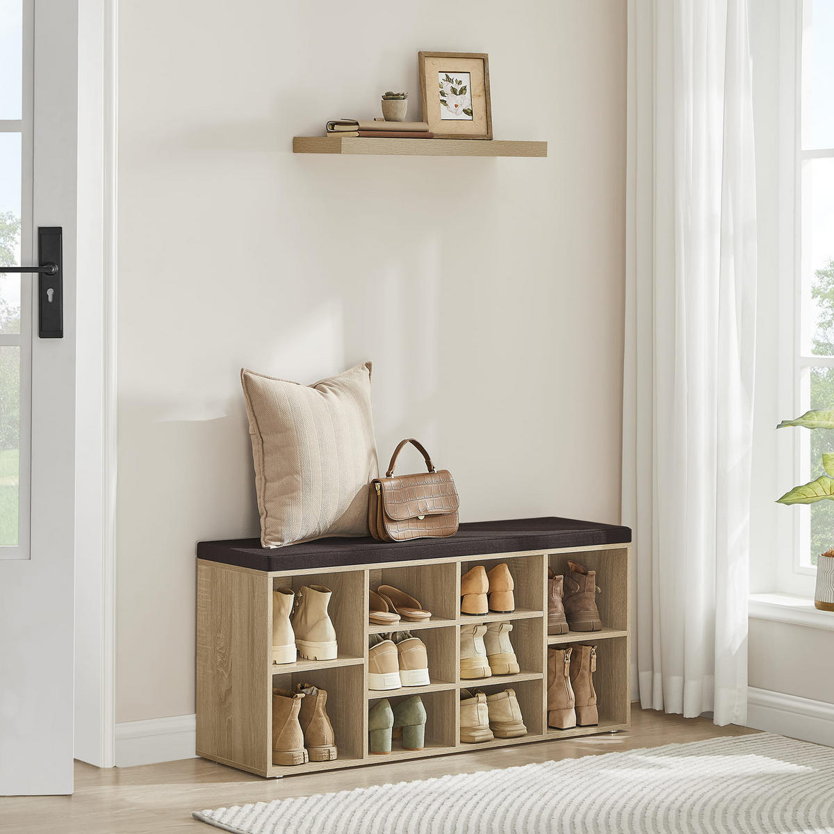 SCHUHSCHRANK, sonoma-eiche/dunkelbraun - Braun, Holzwerkstoff (104/48/30cm) - A2A Home