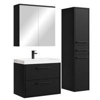 BADMÖBEL-SET Florence 4 Teile Schwarz Matt - 60 x 35 x 51 cm - Schwarz, Holz (60/51/35cm) - Badplaats