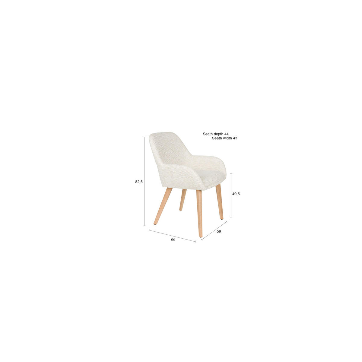 ESSZIMMERSTUHL Lionel Creme/ Weiß - 2 er Set - Creme/Weiß, Kunststoff (59/82.5/59cm) - Housecraft Living