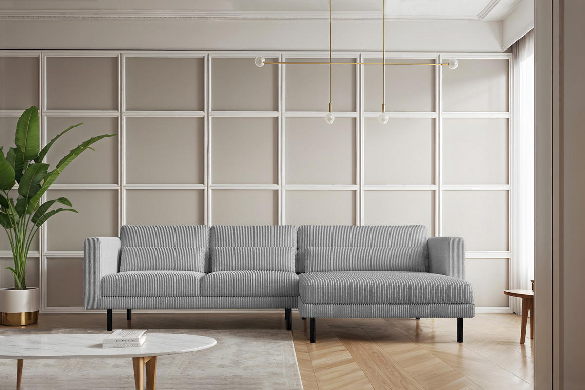 ECKSOFA L-form Dani Stoff Poso Silber Rechts - Silberfarben, Holz (281/174cm) - Kaiser Möbel