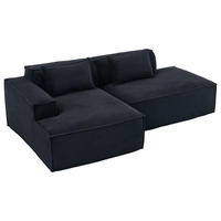 ECKSOFA DE-35208 mit 2 Kissen Schwarz - Schwarz, Textil (129/235cm) - ComfortXL