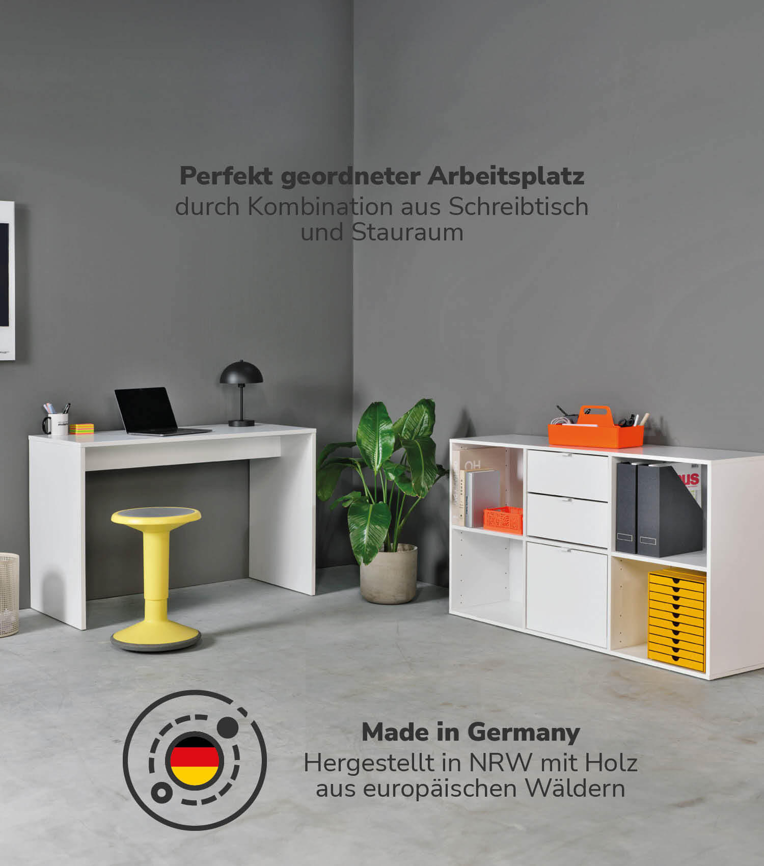 Thumbnail - Mokebo Schreibtisch, Weiß, Holzwerkstoff, 112x77x54 cm, Arbeitszimmer, Schreibtische, Bürotische