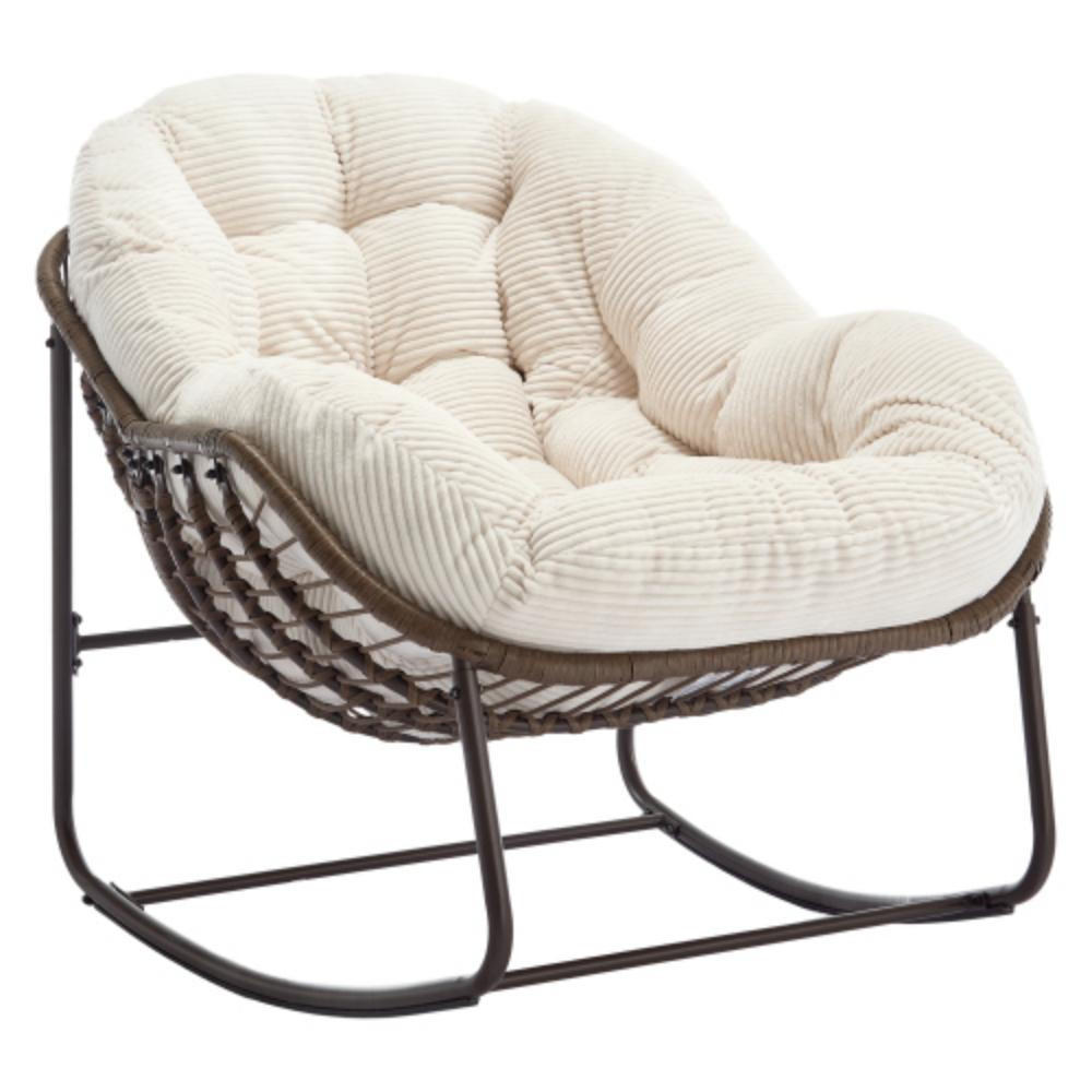 Lvhom Schaukelstuhl Creme 94.5x80x111 cm
