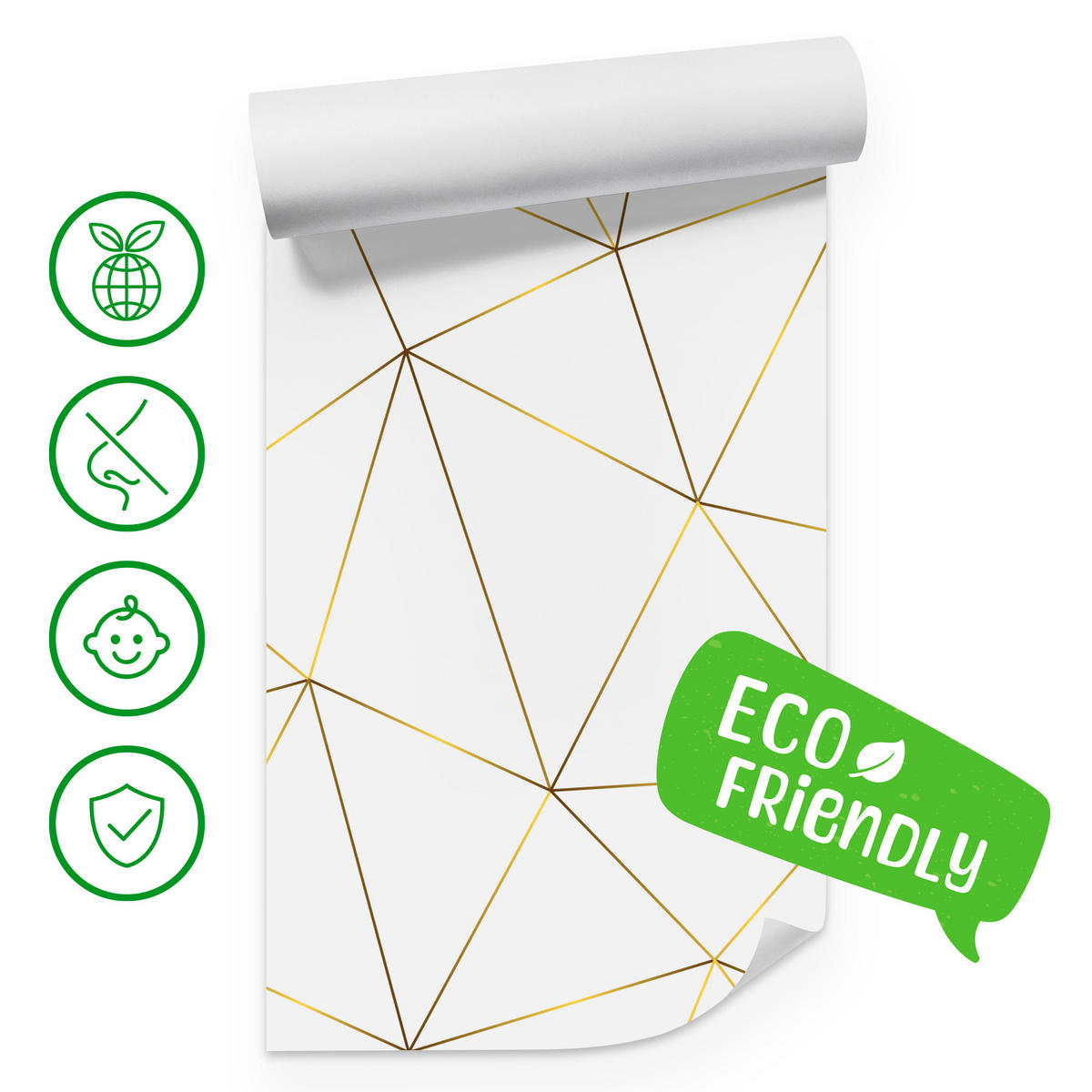 FOTOTAPETE Geometrische Abstraktion Glamour Stil 250x175 - Gelb/Beige, Papier (250/175cm) - Muralo