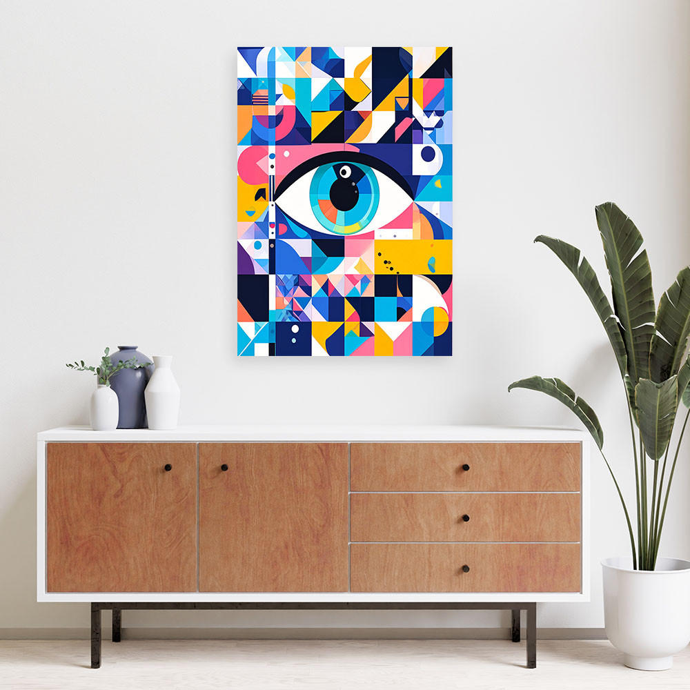 LEINWANDBILD Minimalistisches Auge im Bauhaus-Stil 40x60cm - Multicolor, Textil (40/60cm) - Feeby