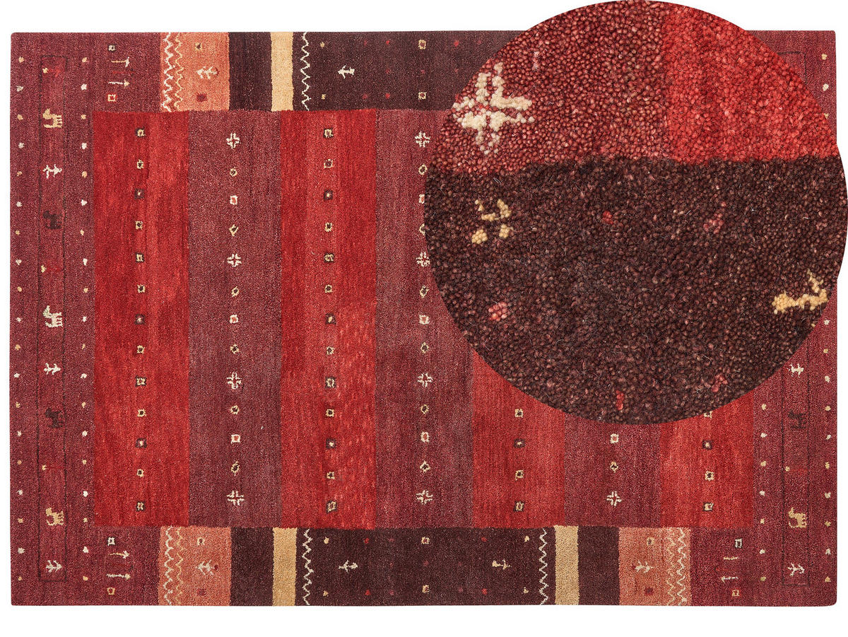 KURZFLOR-GABBEH Sinanli 230/160 cm - Rot, Textil (160/230cm) - Beliani