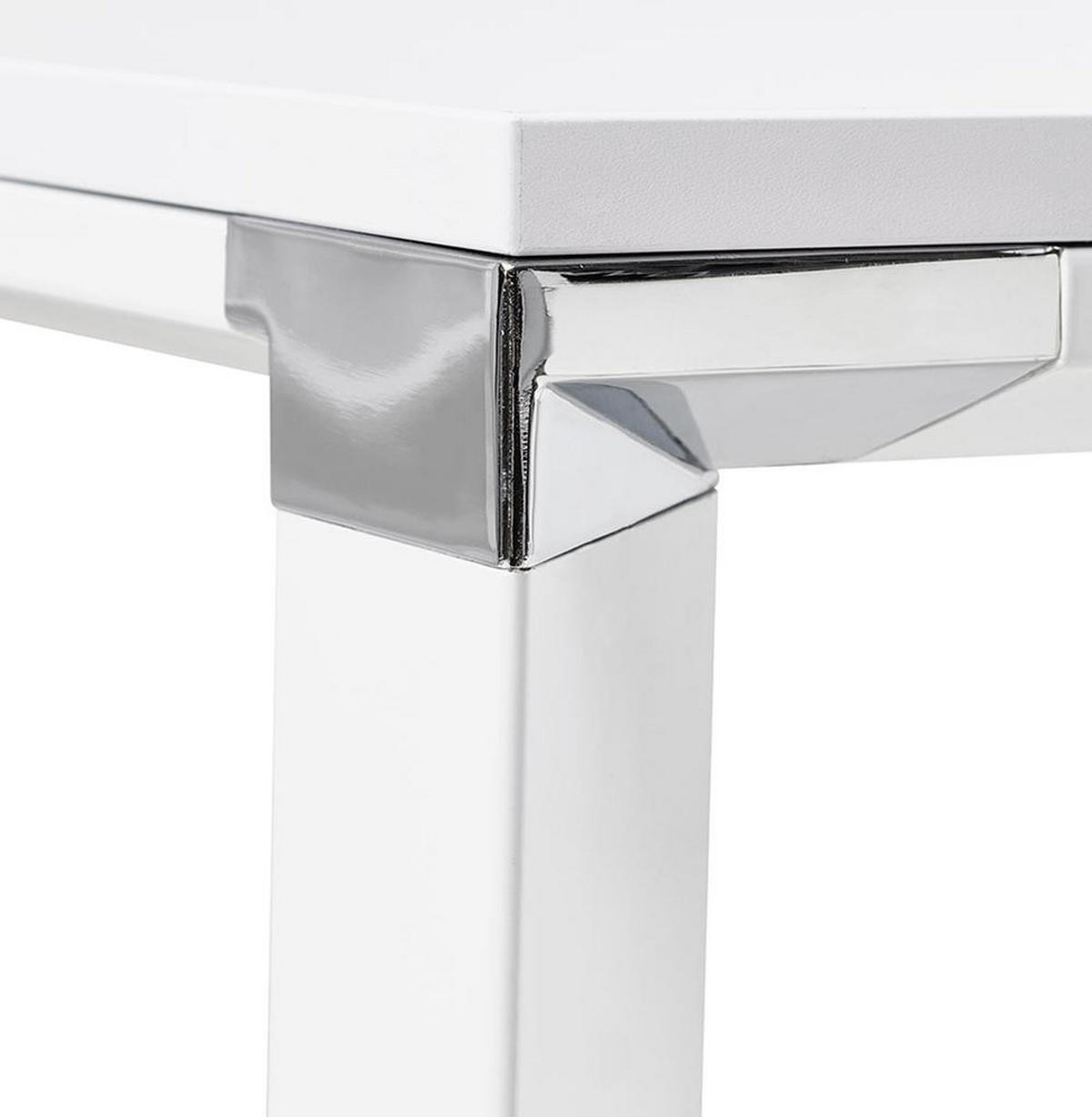 ECKSCHREIBTISCH Holz Metall Chromakzente KERIX, Weiß 170x160x74 cm - Weiß, Holz/Metall (160/170/74cm) - KADIMA DESIGN