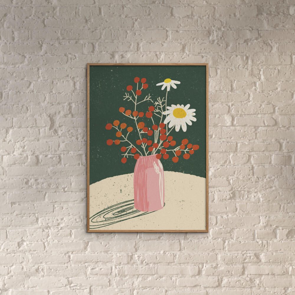 POSTER mit Rahmen Gigi Rosado - Winter Bouquet - Eichefarben/Grün, Holz/Papier (70/100cm) - Poster&Frame