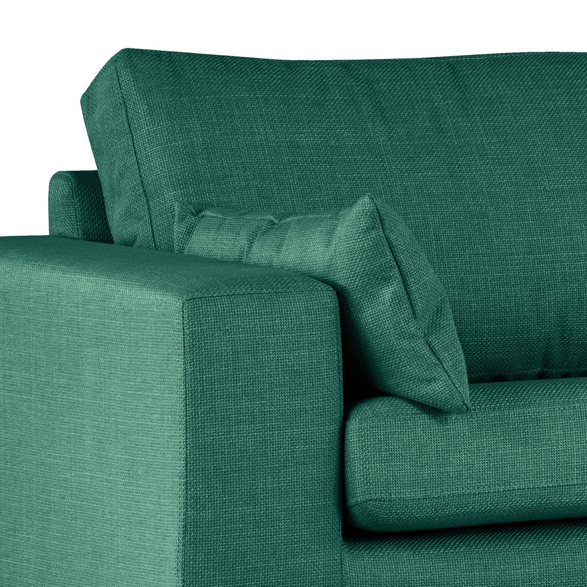 ECKSOFA mit Ottomane - Dunkelgrün/Buchefarben, Buchenholz/Textil (287/219cm) - home24