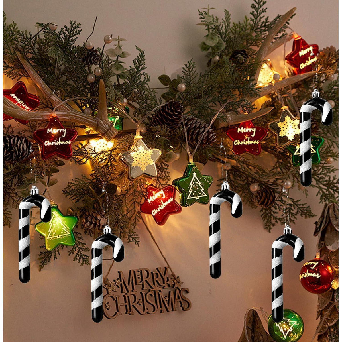 WEIHNACHTSBAUMSCHMUCK 12-teiliges Set Zuckerstangen zum Hängen 13 cm - Multicolor, Kunststoff (4/1/13cm)