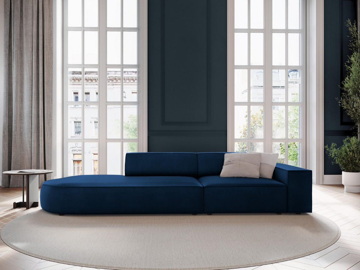 LINKES-SOFA Jodie aus Samt königsblau 3 Sitzplätze - Blau, Textil (262/70/102cm) - Micadoni