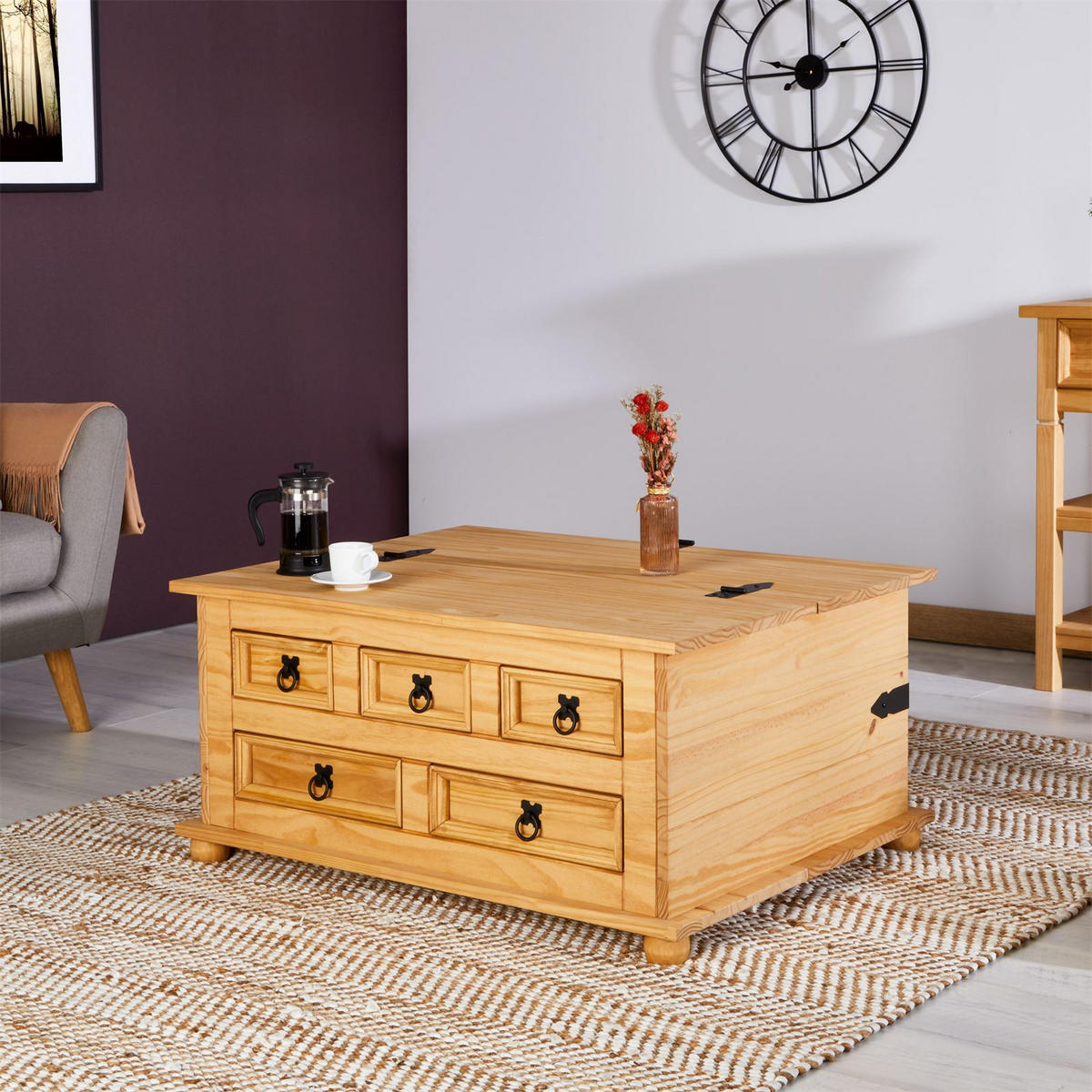 TRUHENTISCH TEQUILA - Kieferfarben, Holz (72/92/44cm) - IDIMEX