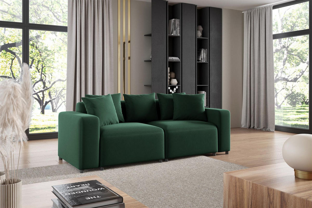 SOFA Megan 2-sitzer In Salvador - Dunkelgrün, Holzwerkstoff/Textil (236/75/98cm) - Fun Möbel