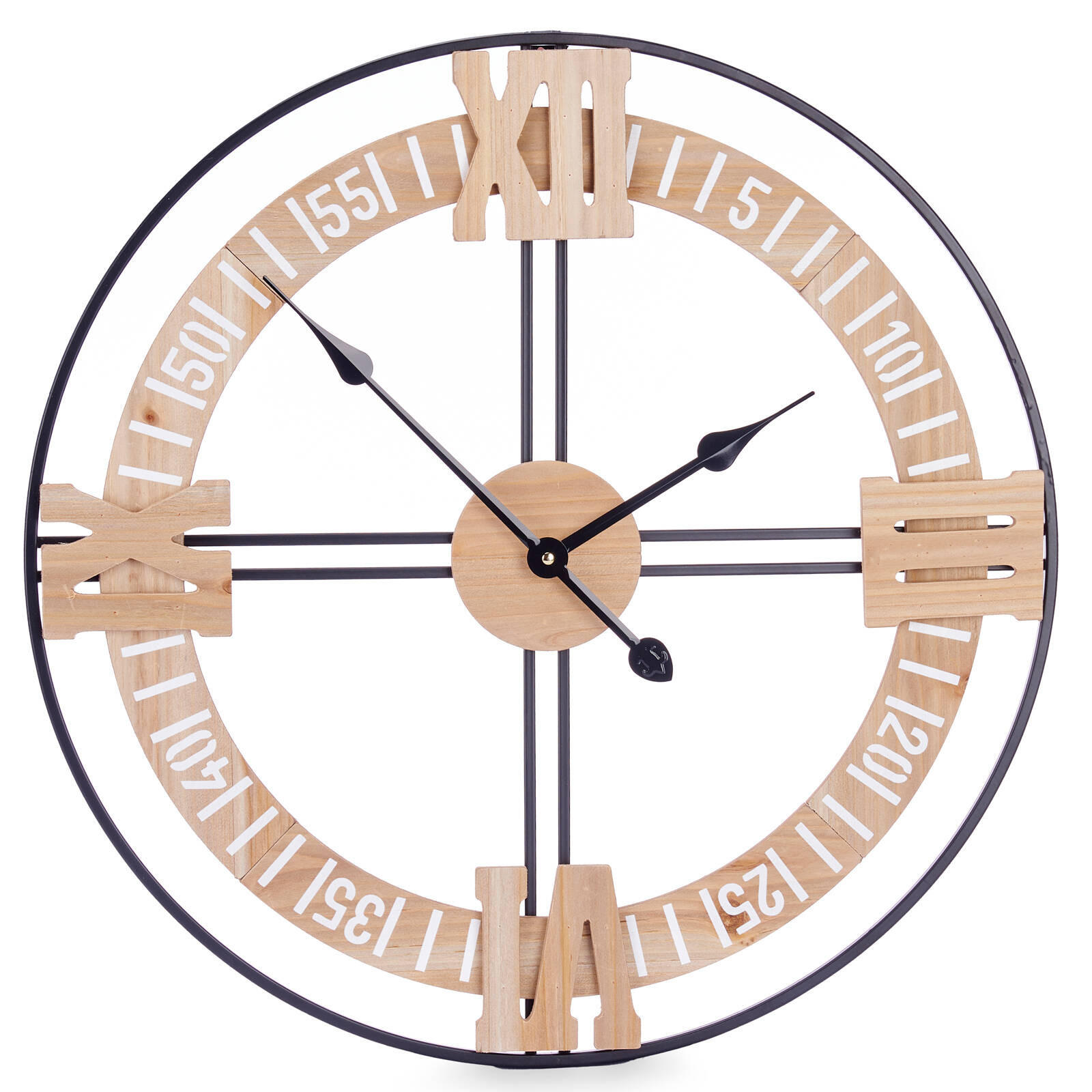 UHR Loft 60 cm Minutenzeiger - Braun, Holzwerkstoff (60/60/5cm) - Giftdecor