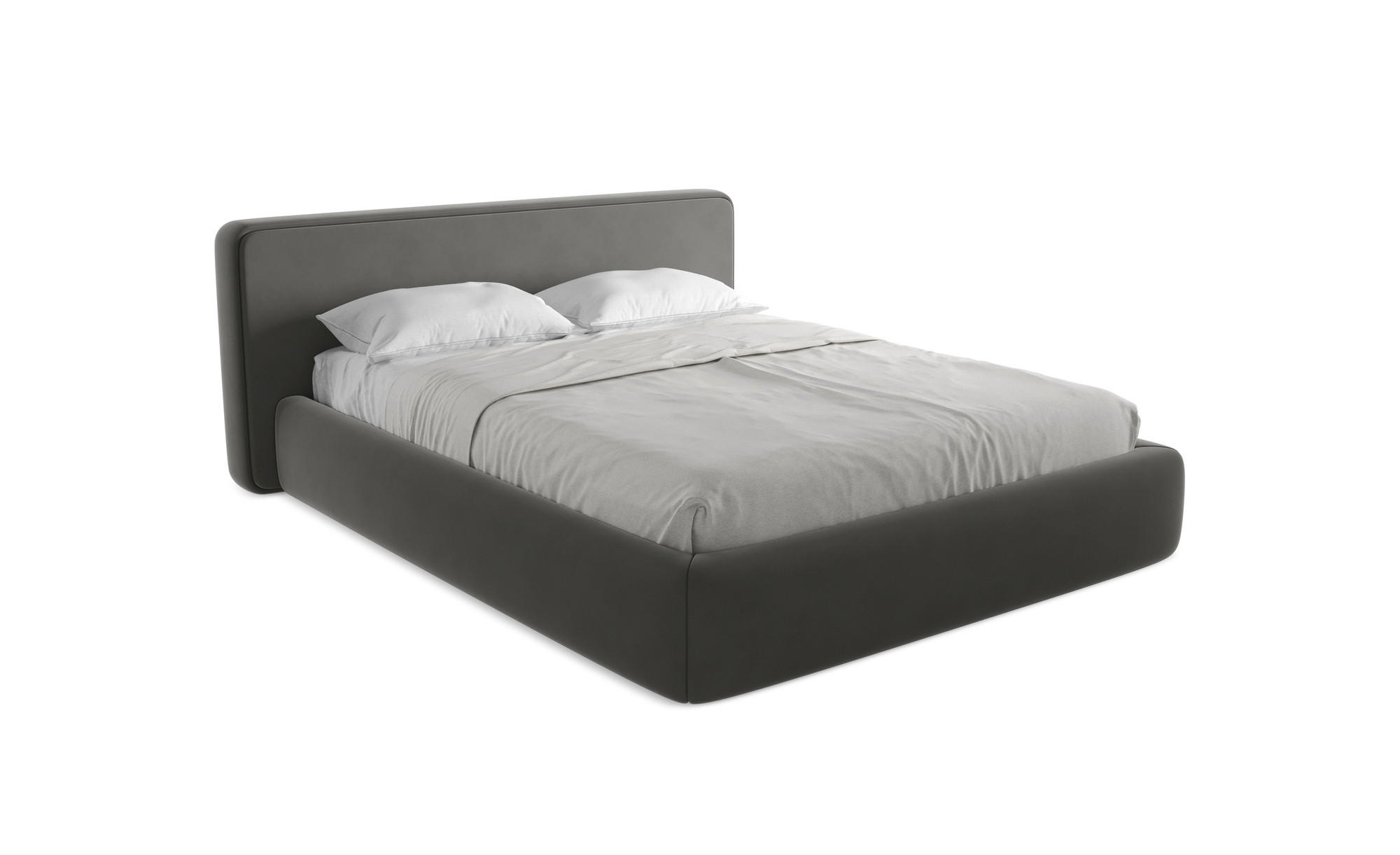 POLSTERBETT mit Bettkasten und Lattenrost 200x225 Grau - Dunkelgrau/Schwarz, Kunststoff/Textil (160/200cm) - Makamii