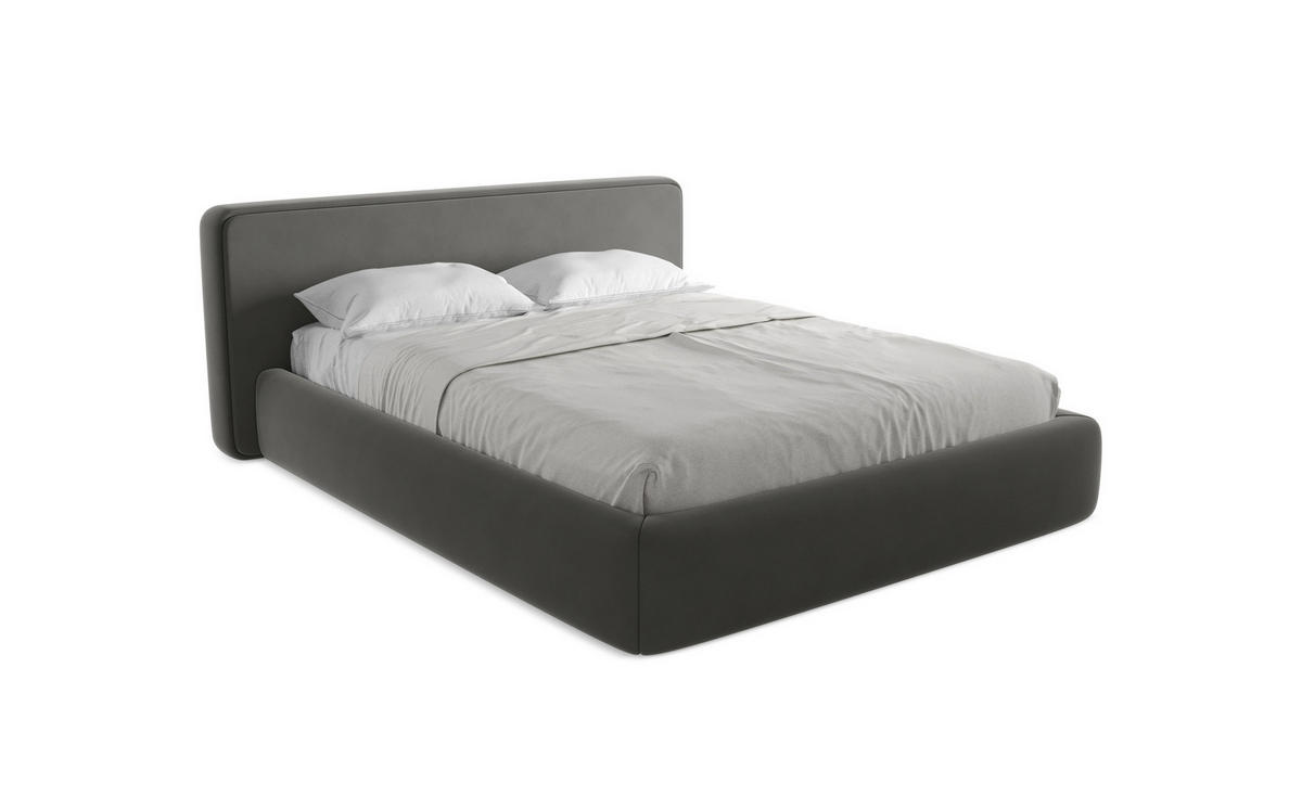 POLSTERBETT mit Bettkasten und Lattenrost 200x225 Grau - Dunkelgrau/Schwarz, Kunststoff/Textil (160/200cm) - Makamii