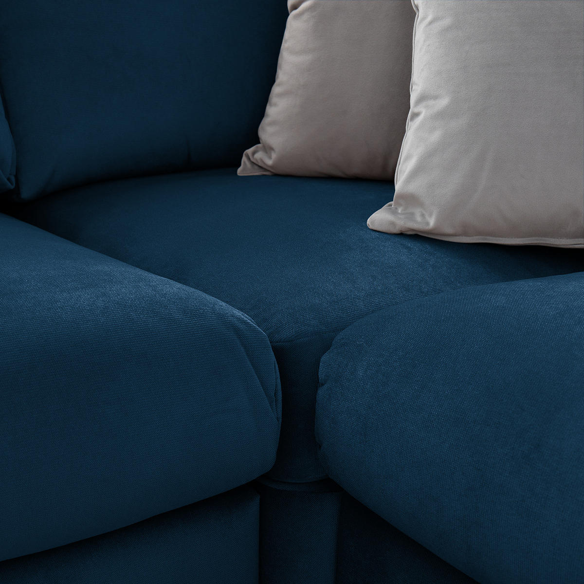 ECKSOFA mit Ottomane - Chromfarben/Petrol, Textil/Metall (302/1cm) - home24