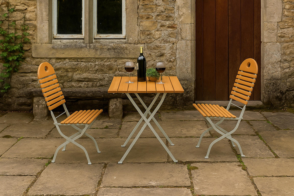 SITZGRUPPE Bad Belzig - 3-teilig, Gartenmöbel Set Flachstahl verzinkt + Robinie - Grau, Holz - TPFGarden