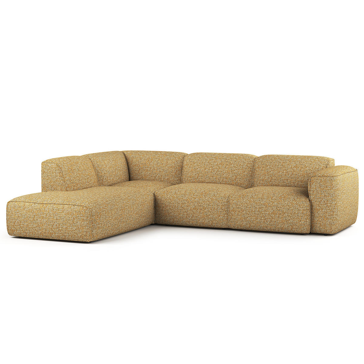 3-SITZER ECKSOFA mit Recamiere - Schwarz/Honig, Kunststoff/Textil (295/231cm) - home24