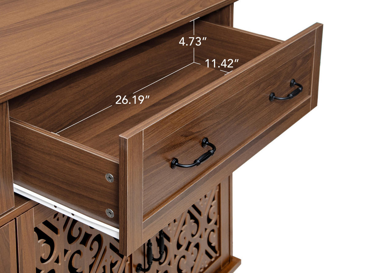 SIDEBOARD mit 4 Türen, 2 Schubladen, höhenverstellbaren Einlegeböden und Vintage-Griffen, Walnussfarben - Walnussfarben, Holzwerkstoff (150/90.3/40cm) - Redom