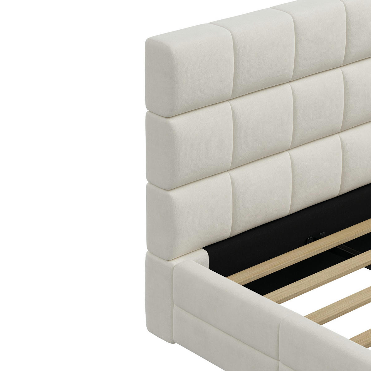 POLSTERBETT 180/200 cm in Beige mit Gepolstertem Kopfteil Samt Modernes Design - Beige, Holzwerkstoff/Textil (180/200cm) - STILVORA