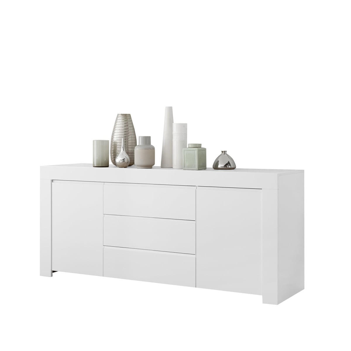 SIDEBOARD mit 2 Türen und 3 Schubladen L184 cm - Firenze - Weiß, Holzwerkstoff (184/81/42cm) - Calicosy