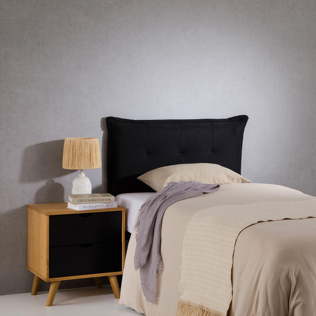 KOPFTEIL JALEYA 90X190 CM - Schwarz, Textil (91/99/7cm) - IDIMEX