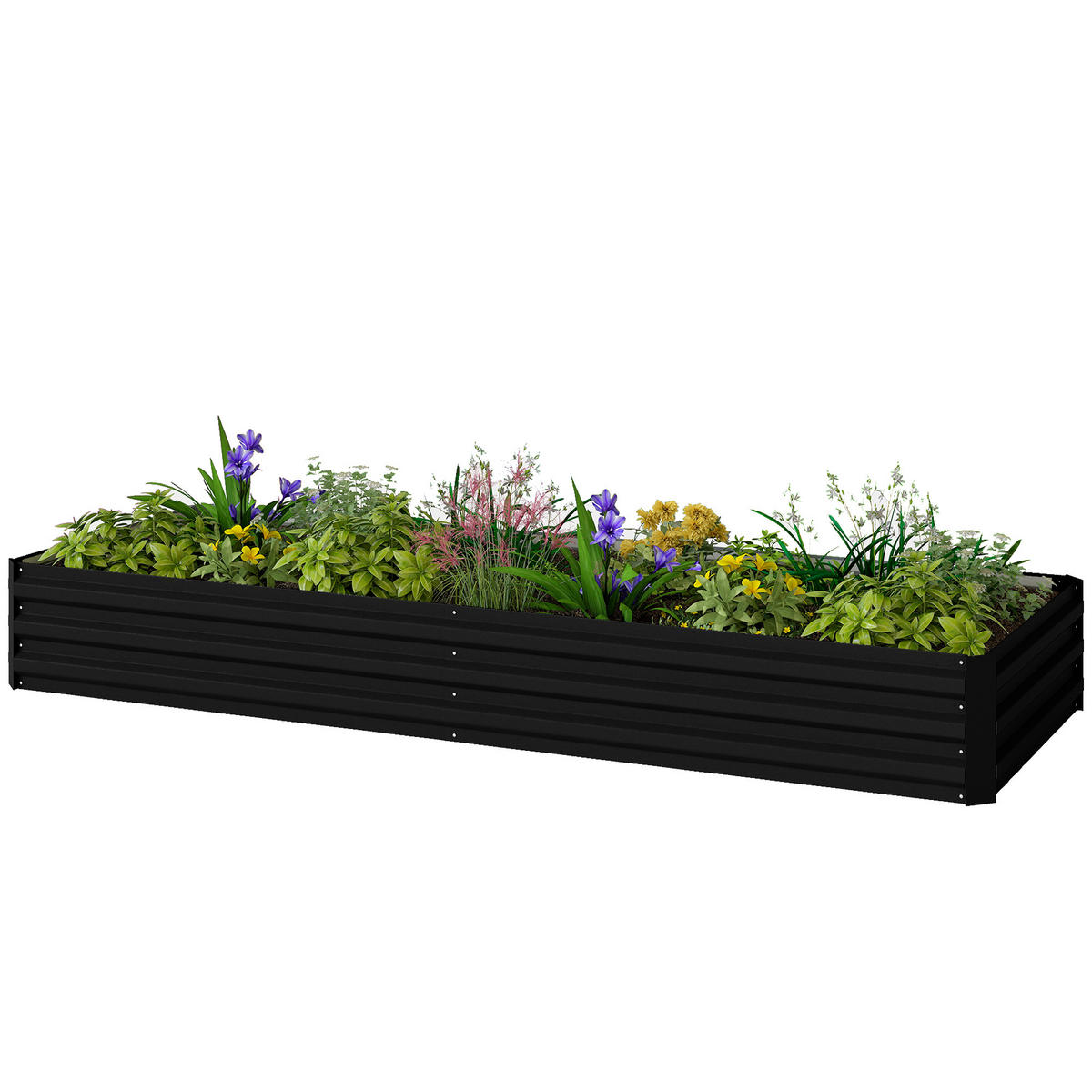 HOCHBEET DE-12301 rechteckig 241/90/30 cm aus Wellblech Schwarz - Schwarz, Metall (241/30/90.5cm) - ComfortXL