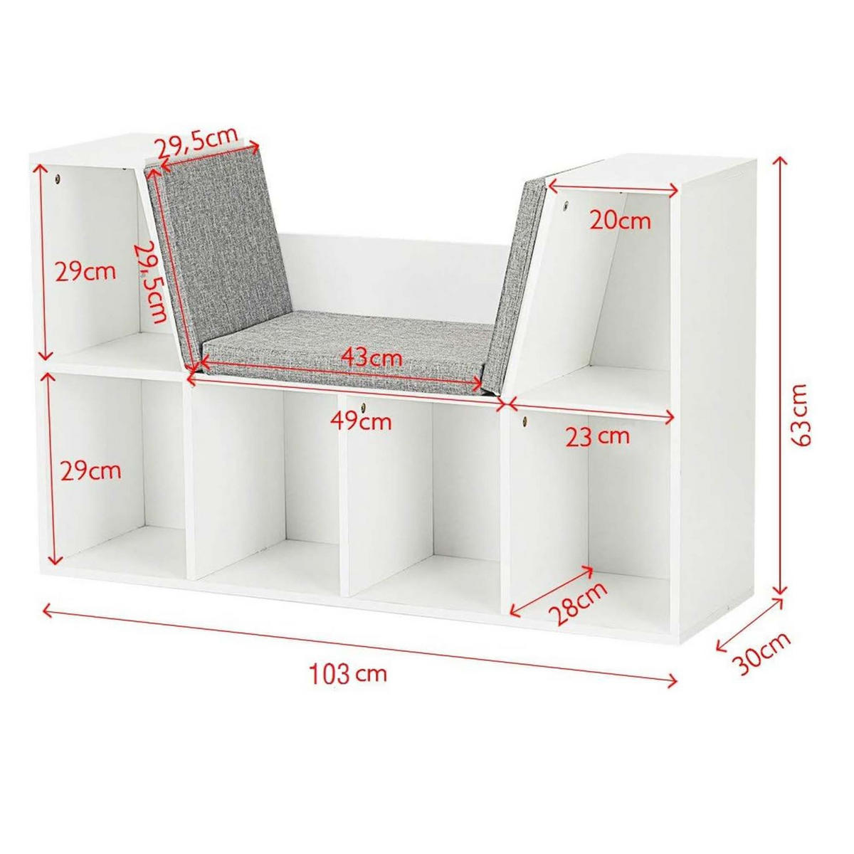 REGÁL NA KNIHY Hnedý - hnedá, drevo (103/63/30cm) - COSTWAY