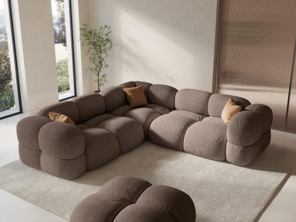 WENDBARES-ECKSOFA Loretto aus strukturiertem Stoff cappuccino 4 Sitzplätze - Cappuccino, Textil (250/250cm) - Cosmopolitan Design